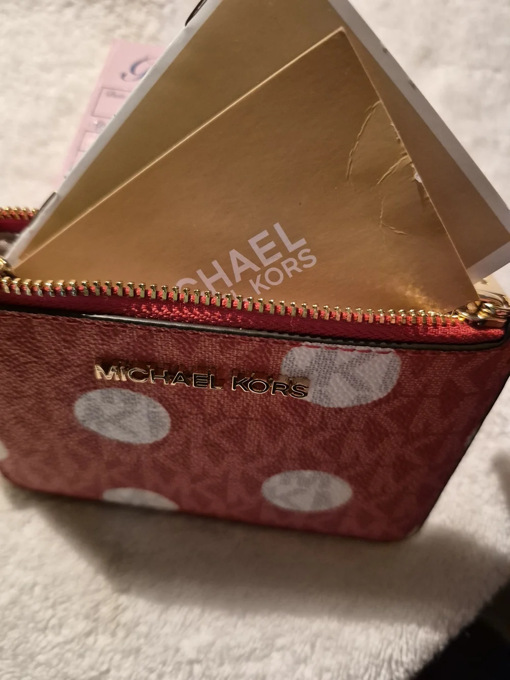Michael Kors Red Polka Dot Key & Card Holder - Picture 2 of 3